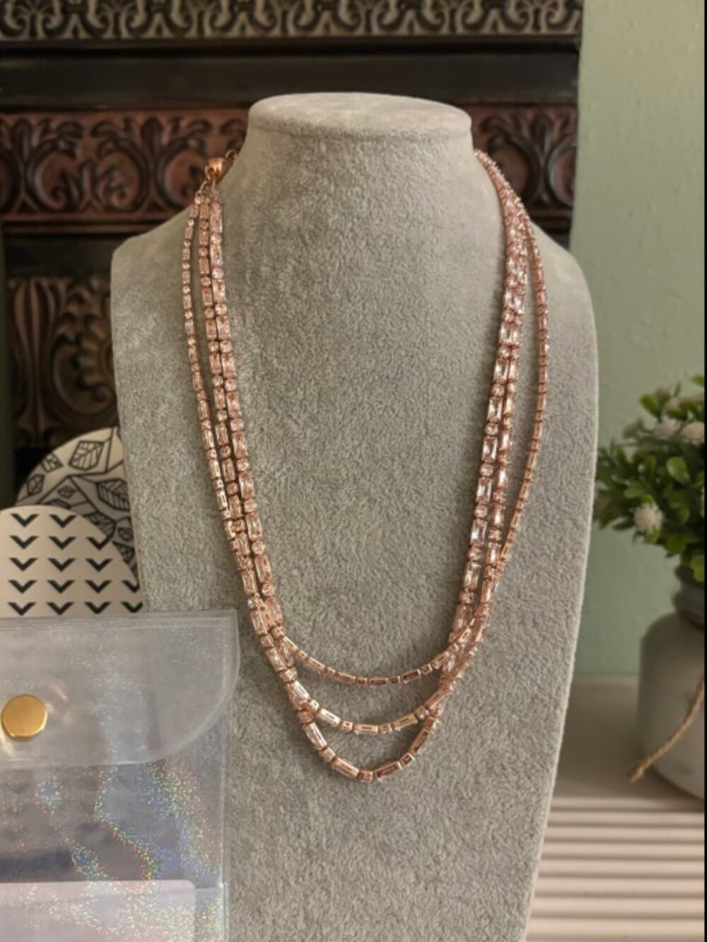 Bar by Alexa Rae Crystal Rain Necklace - Light Rose Gold